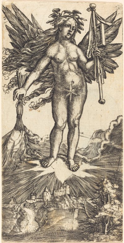 Bevingad kvinna på en stjärna av Albrecht Altdorfer