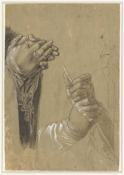 Händer och ett profilhuvud av Albrecht Dürer (possibly)