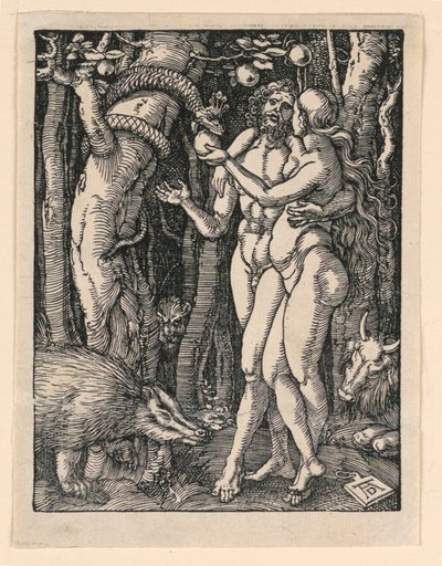 Adam och Even, från The Little Passion-serien av Albrecht Dürer