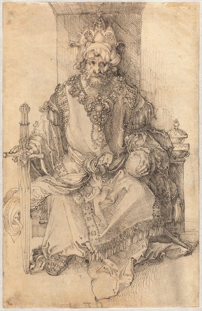 En östlig härskare sittande på sin tron av Albrecht Dürer