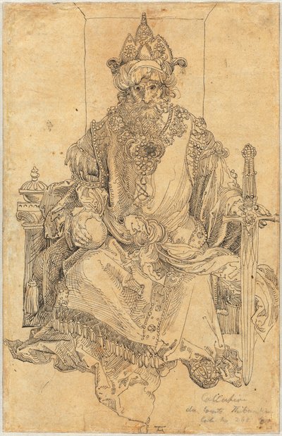 En orientalisk härskare sitter på sin tron av Albrecht Dürer