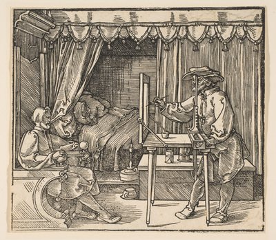 Konstnär som ritar ett porträtt av en man.a.n.d. av Albrecht Dürer