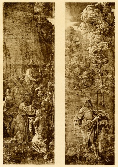 Bärande av korset och Kristus med segerfanan av Albrecht Dürer