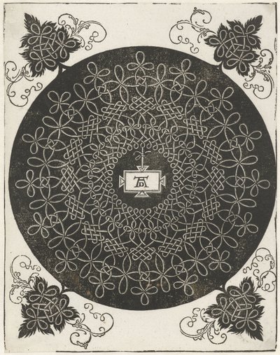 Broderiexempel med rektangulär sköld av Albrecht Dürer