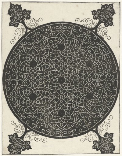 Broderiexempel med sju blomformade motiv av Albrecht Dürer