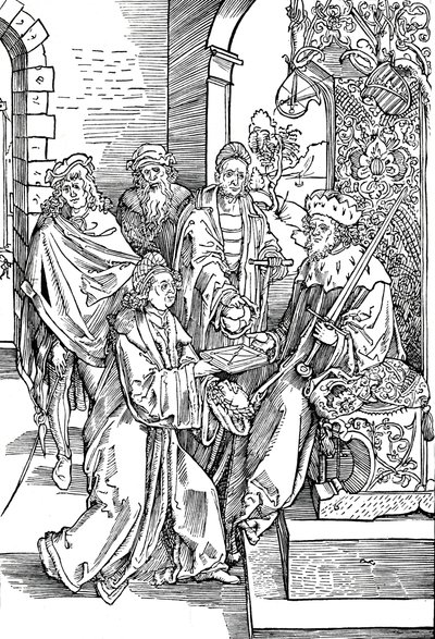 Celtes presenterar sin bok för kurfursten av Sachsen, 1501 1906 av Albrecht Dürer