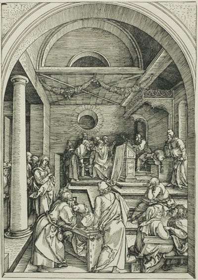 Kristus bland läkarna, från The Life of the Virgin av Albrecht Dürer