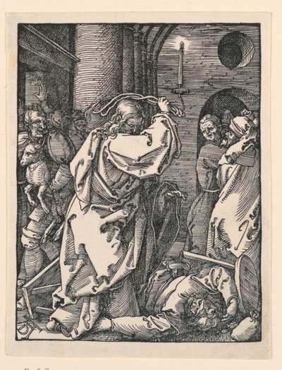 Kristus driver köpmännen (eller växlarna) från templet, från The Little Passion-serien av Albrecht Dürer