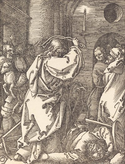Kristus utvisar penninglångarna från templet, troligen ca. 15091510. av Albrecht Dürer