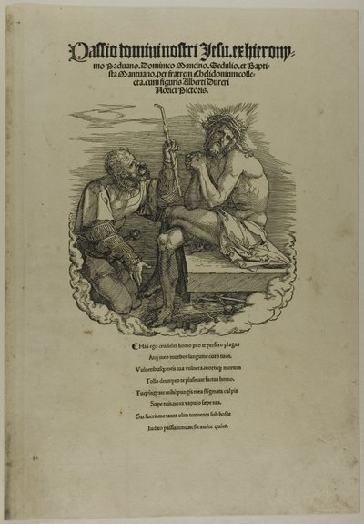Kristus, smärtornas man, hånad av en soldat, från Den stora passionen av Albrecht Dürer