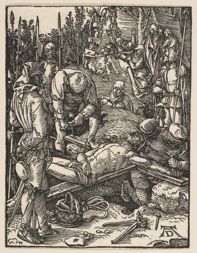 Kristus Nailed to the Cross, från The Small Passion, ca. 1509. av Albrecht Dürer