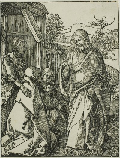 Kristus tar avsked med sin mor, från The Small Woodcut Passion av Albrecht Dürer