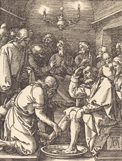 Kristus tvättar lärjungarnas fötter, förmodligen ca. 15091510. av Albrecht Dürer