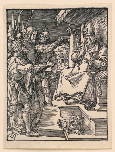Kristus före Kaifas, från The Little Passion-serien av Albrecht Dürer