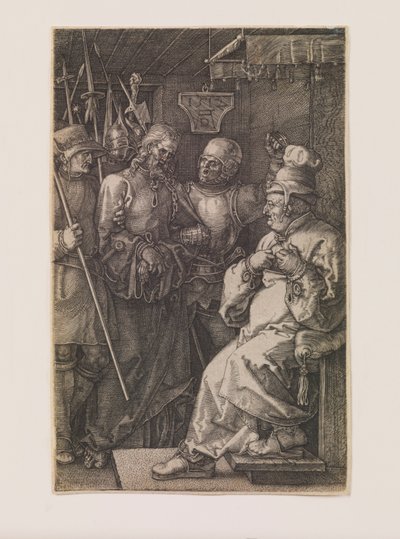 Kristus före Kaifas, från serien "The Engraved Passion" av Albrecht Dürer