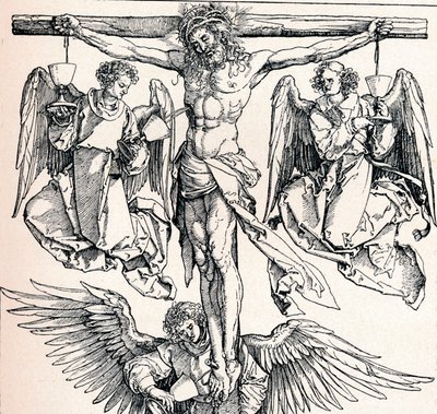 Kristus på korset med tre änglar, 1523-1525 1906 av Albrecht Dürer