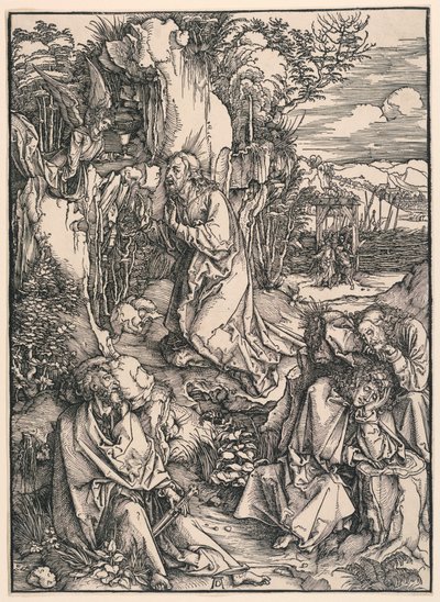 Kristus på Oljeberget (Ångest i trädgården), från den stora passionen av Albrecht Dürer