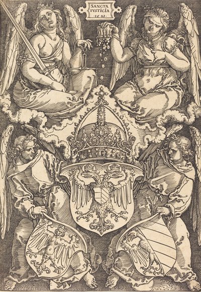 Tyska imperiets och staden Nürnbergs vapensköld, 1521. av Albrecht Dürer