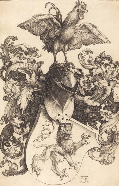 Vapensköld med ett lejon och en kuk, 15021503. av Albrecht Dürer