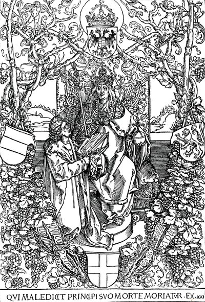 Conrad Celtes presenterar sin bok The Four Books of Love för Maximilian I, 1502 1906 av Albrecht Dürer