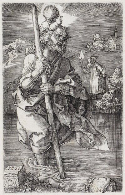 Den helige Kristoffer, blickande åt höger av Albrecht Dürer