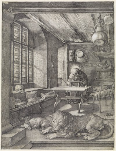Den helige Hieronymus i vitrinen av Albrecht Dürer