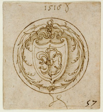 Design för en prydnad eller signetring med Lazarus Spenglers vapen av Albrecht Dürer
