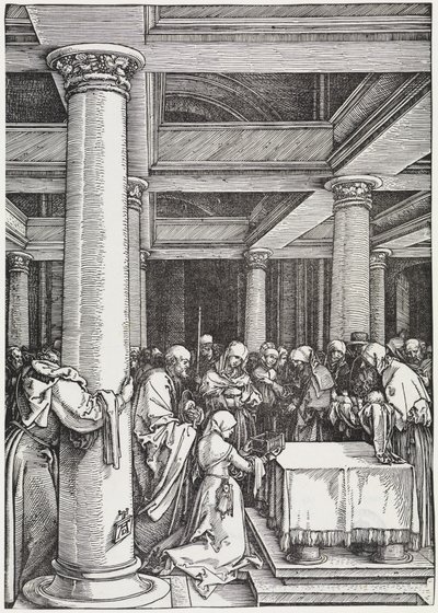 Uppvisningen i templet av Albrecht Dürer