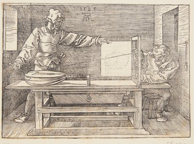 Ritare som ritar en luta av Albrecht Dürer