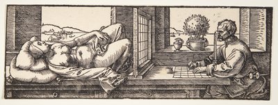 Ritare som ritar en naken av Albrecht Dürer