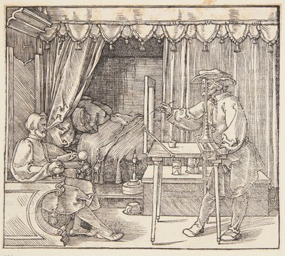Ritare som ritar ett porträtt av Albrecht Dürer