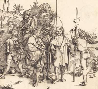 Fem soldater och en turk till häst, 14951496. av Albrecht Dürer