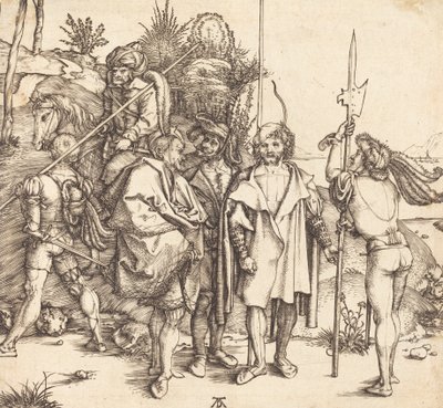 Fem soldater och en turk till häst, 14951496. av Albrecht Dürer