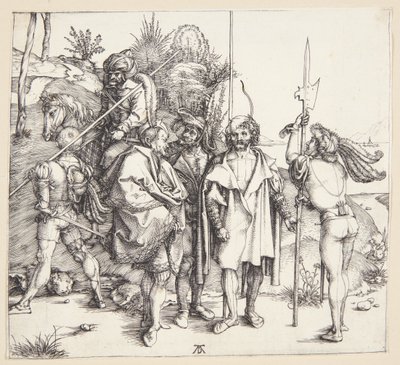 Fem lansquenets och en orientalisk hästrygg av Albrecht Dürer