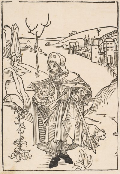 Gerson som pilgrim, frontispice till Gersonis Opera, 1489.n.d. av Albrecht Dürer