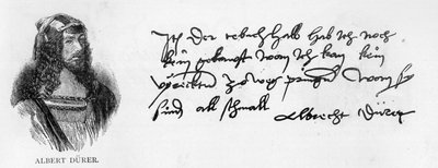 Albrecht Duerers handstil och signatur av Albrecht Dürer