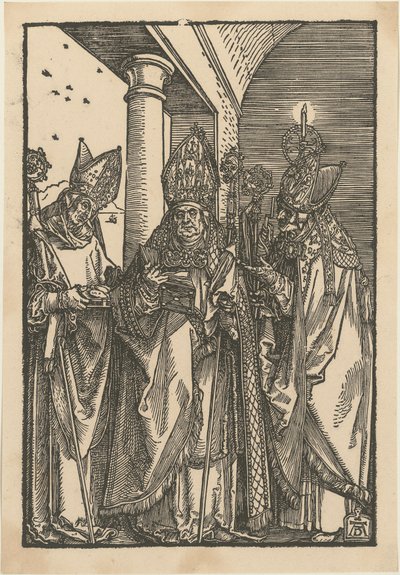 De heliga biskoparna Nikolaus, Ulrich och Erasmus av Albrecht Dürer