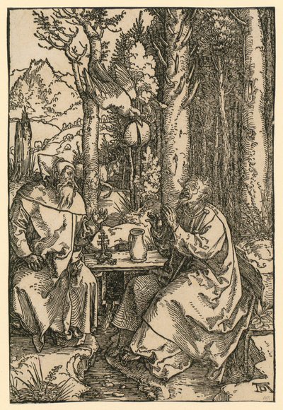 De heliga eremiterna Antonius och Paulus av Albrecht Dürer