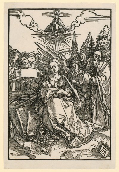Den heliga familjen med fem änglar av Albrecht Dürer
