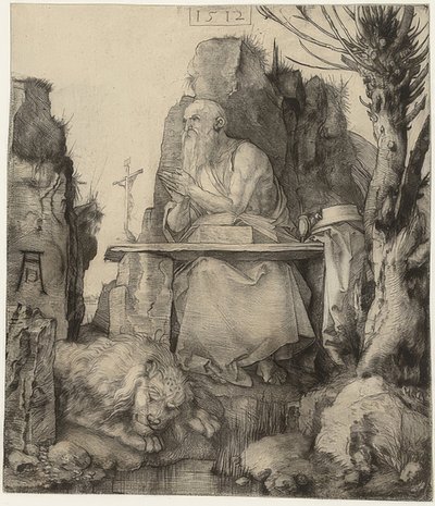 Saint Hieronymus bredvid pilen. 1512 av Albrecht Dürer