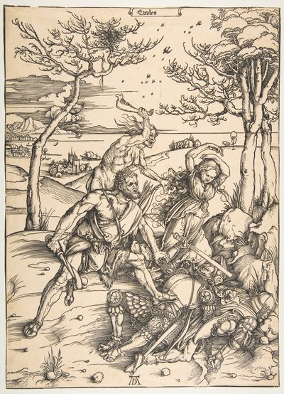 Hercules erövrar Molionide-tvillingarna.n.d. av Albrecht Dürer