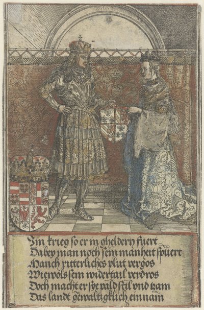 Det burgundiska äktenskapet: Maximilian gifter sig med Maria av Burgund Kejsar Maximilian I:s triumfbåge (serietitel) av Albrecht Dürer