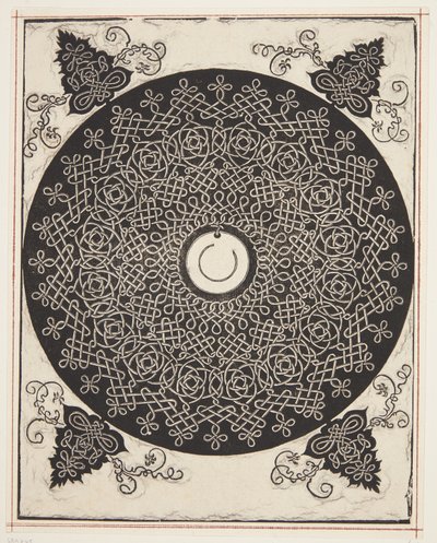 Interlaced sladdmönster med vit medaljong av Albrecht Dürer