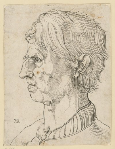 Huvud av en äldre skägglös man, i profil åt vänster av Albrecht Dürer