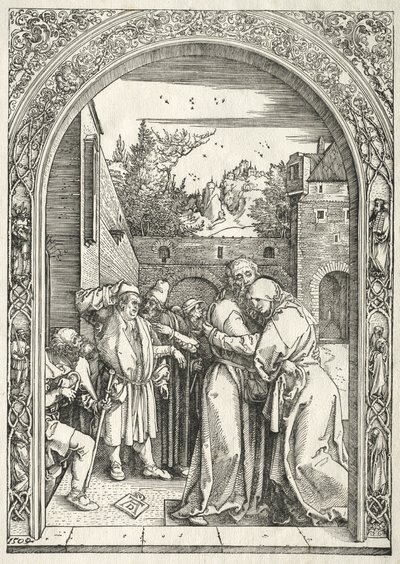 Jungfruns liv: Joachim och Anna omfamnar under den gyllene porten av Albrecht Dürer