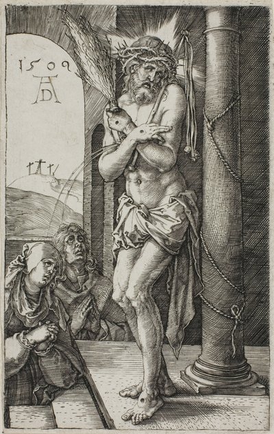 Man of Sorrows by the Column, frontispice från The Engraved Passion, av Albrecht Dürer