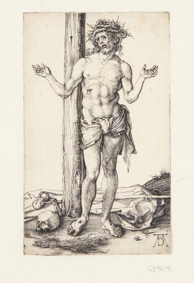 Man av sorger med händerna upp av Albrecht Dürer