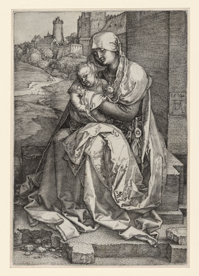 Maria med barnet, sittande framför en mur av Albrecht Dürer