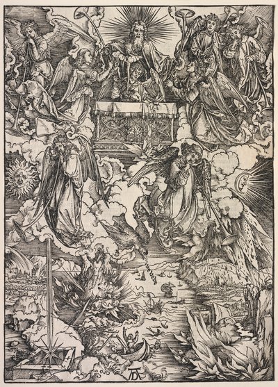 Johannes uppenbarelse: Sju änglar med trumpeter av Albrecht Dürer