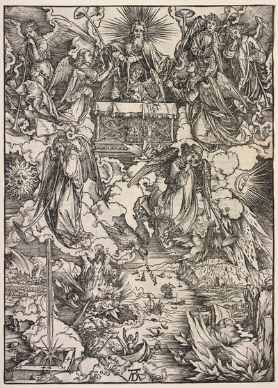 Johannes uppenbarelse: Sju änglar med trumpeter, 1511. av Albrecht Dürer